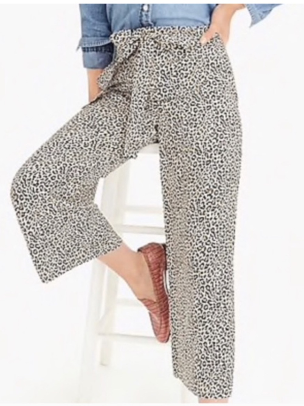J. Crew Wide-Leg Cropped Leopard-Print Silk Pants - Picture 12 of 12